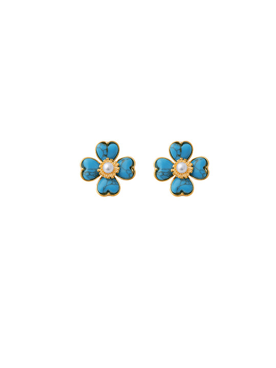 Turquoise Flower Vintage Earrings