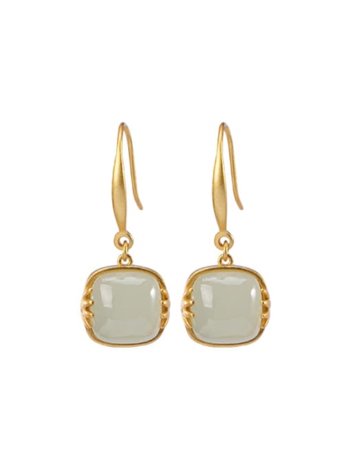 Silver Jade Vintage Hook Earrings