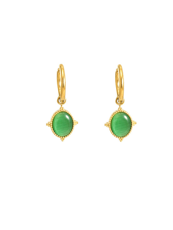 Golden Cats Eye Drop Earrings