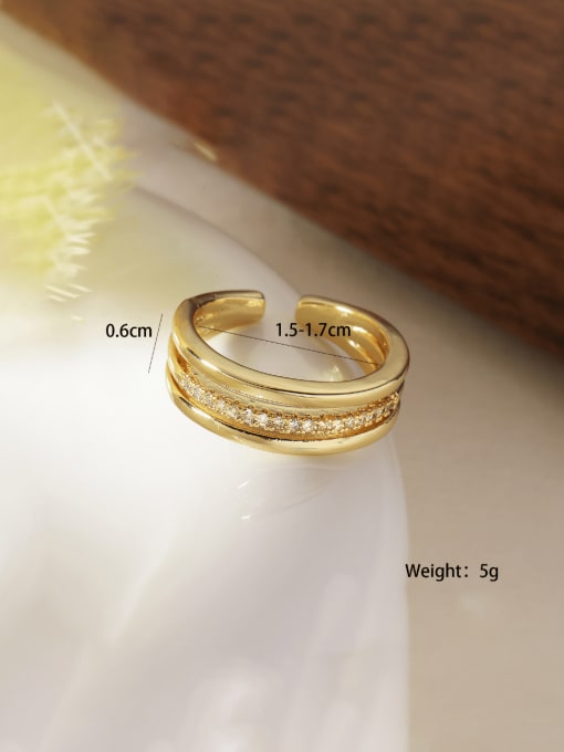 Golden Geometric CZ Band Ring