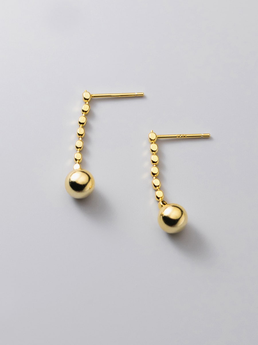 Silver Bead Tassel Drop Earring