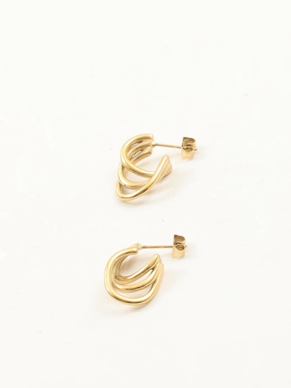 Triple Golden Arcs Earrings