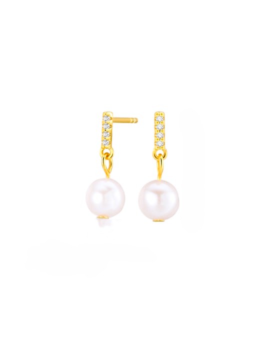 Pearl Minimalist Silver Drop Earrings