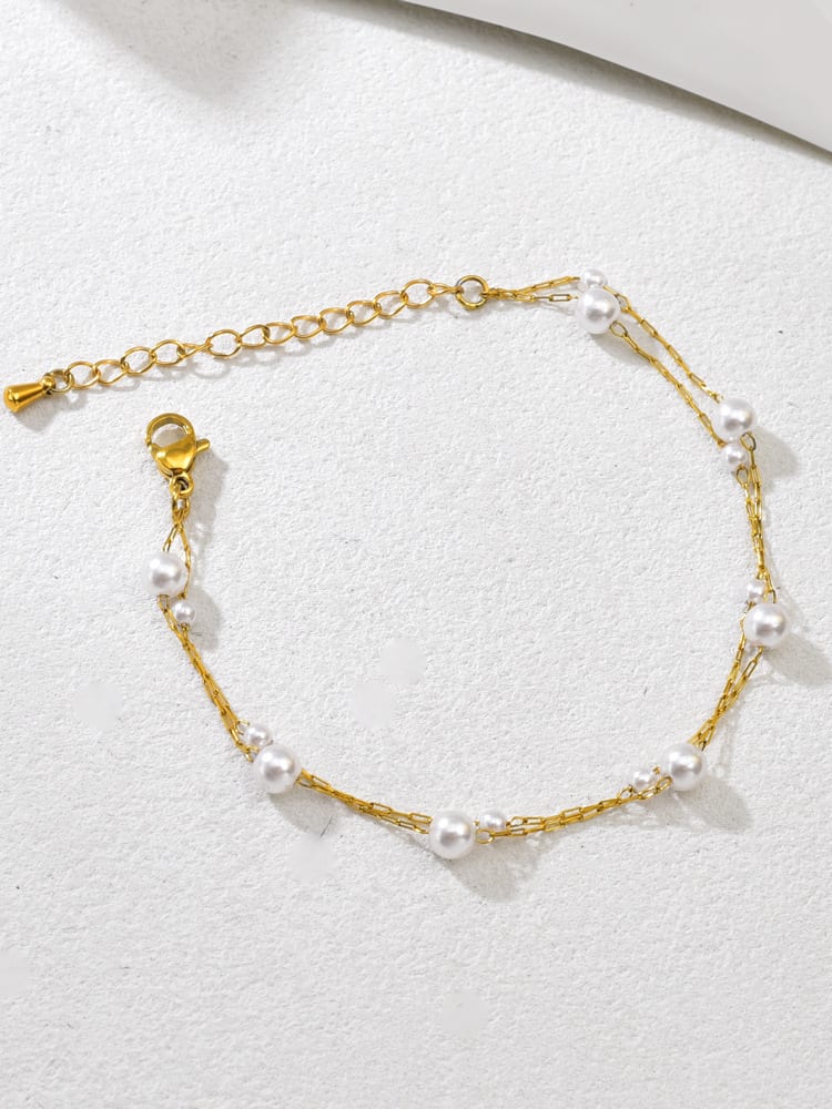 Élise Pearl Dual Chain Bracelet