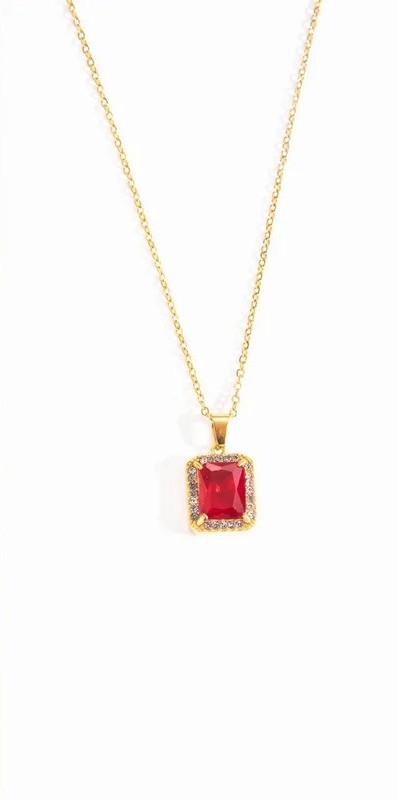 Ruby Glow Halo Necklace